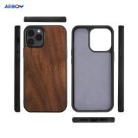 Finition lisse Couvercle de téléphone portable en bois réel TPU antichoc Doux Noir