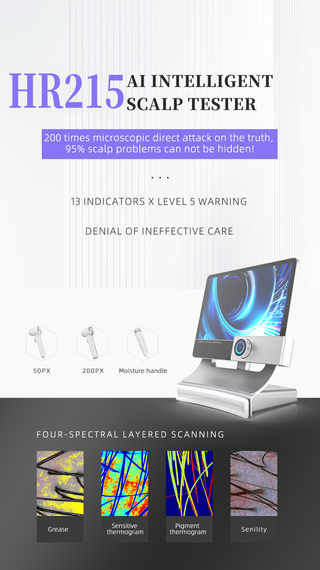 Al Smart Scalp Analyzer Skin Scanner All in One Touch Ai Scalp Analysis Machine Mirro