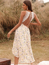 V Collar Floral Casual Dress Sexy Summer Long Dress For Women