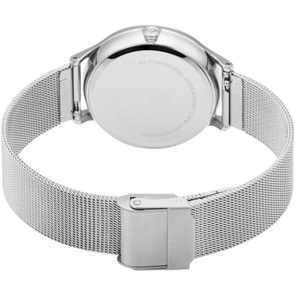 Lady Silver Stainless Steel Watch Japan Movement Quartz Watch Double Buckle Mesh Band