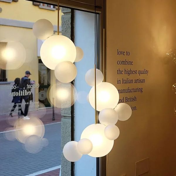 Modern Clear Glass Pendant Light Living Room Bubble Glass Hanging Lamp (WH-AP-670)