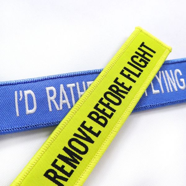 DANSKY Woven Tags Label Crew Embroidered Keychain With Key Rings