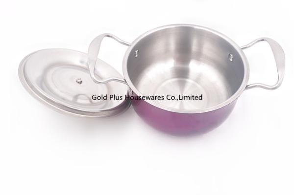 Colorful kitchen casserole pot set stainless steel cooking pot 18cm sauce pan metal steel cookware sets pot