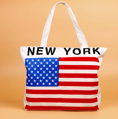 Cheap Eco-friendly Non Woven Printed Flag Shopping Canvas Bag Reusable Grocery Tote Bag