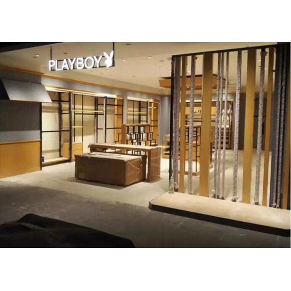 Graceful Wooden And Steel Clothes Display Stand / Retail Clothing Store Fixtures