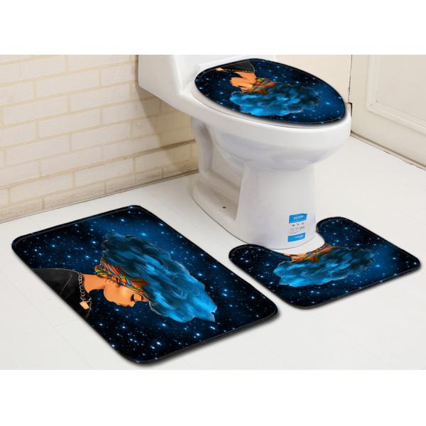 Polyester Cartoon Toilet Lid Cover And Rug Set OEM ODM