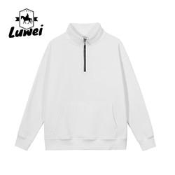 Designer Men Street Hoody Sweatshirt Crop Top Slim 380g 95% Cotton Half Zip Stand Collar Street Wear Hoodie