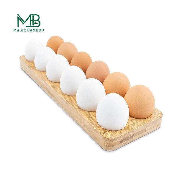Casa Cozinha Proteção de ovos de bambu Estante de armazenamento seguro Receptor frigorífico Estante de armazenamento