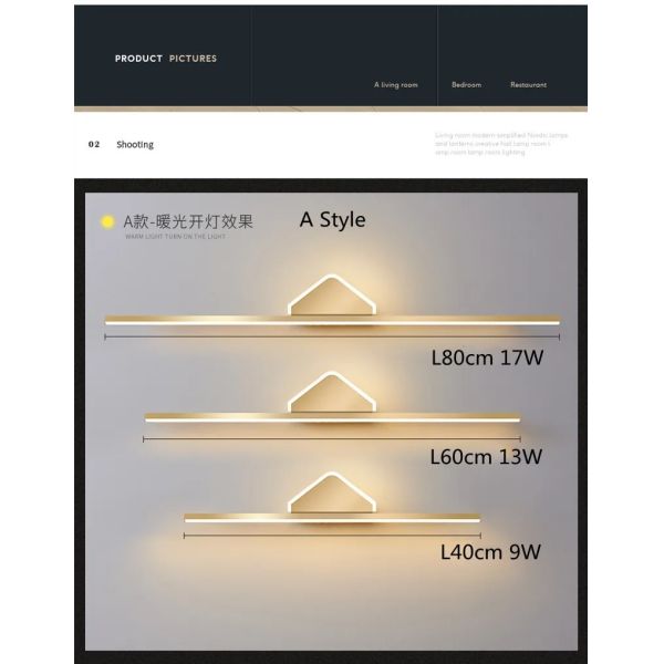 Golden Mekup Lighting Bathroom lamps Large L 80 60 40cm Mirror Front Light(WH-MR-92)