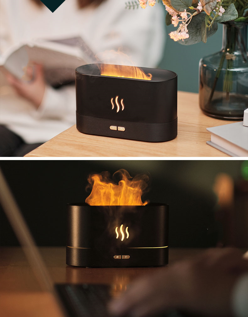 Wholesale Customized Ultrasonic 3d Fire Fragrant Air Humidifier Home Essentials Room Yoga Essential Oil  Flame Aroma Diffuser