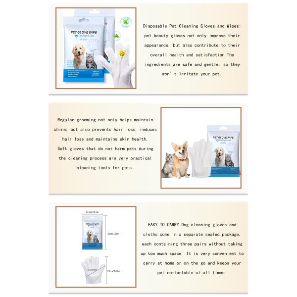 Sustainable Pet Cleaning Gloves with Private Label Wet Wipes for Dogs and Cats Eco-Friendly Design