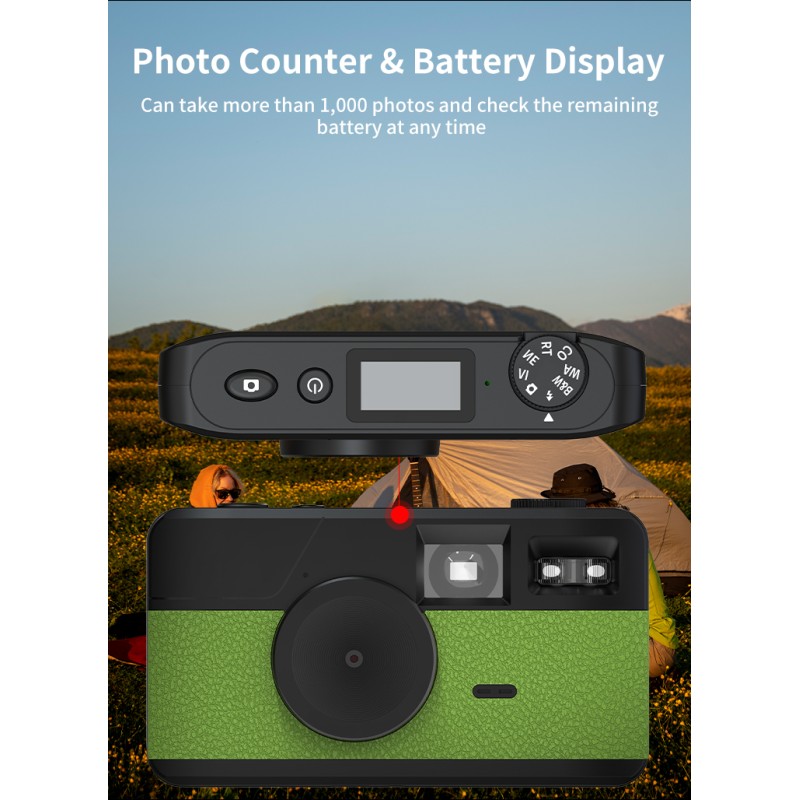 Retro Screenless Digital Camera Screen-free 8 Mode Filters Without Screen 8MP Photo with Photo Counter LED Flash Camping Camera