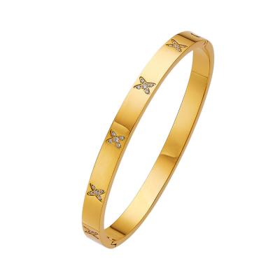 MVCOLEDY Jewelry Gold Plated Bangle Bracelet Cz Stone Stainless Steel With Crystal