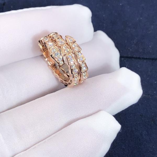 Elegant  18K Gold  2 Row Diamonds Serpenti Viper Ring Diamond Ring Yellow Gold White Gold