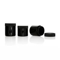 Frascos de vidro de 3 onças com tampa preta resistente a crianças Frasco de vidro preto à prova de crianças