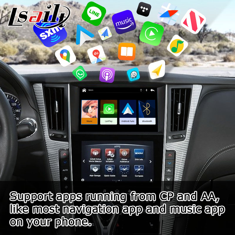 Средства массовой информации проекции экрана беспроводного carplay андроида Infiniti Q50 Q60 автоматические взаимодействуют