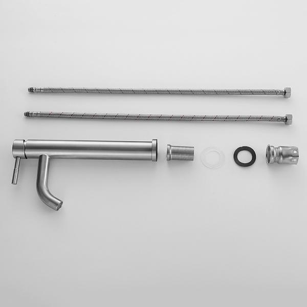 Deck Mounted Stainless Steel One-Handle Silver Kitchen Sink Faucet Durable and Modern