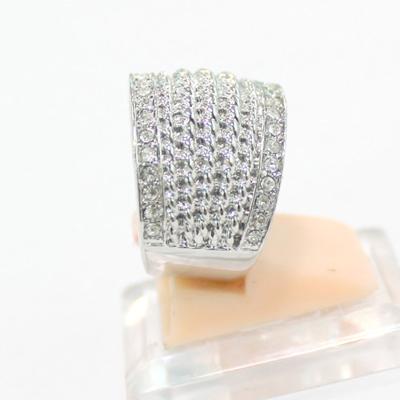 (R-29)New Style Women Fashion Jewelry Pave Cubic Zircon Silver Plated Band Ring