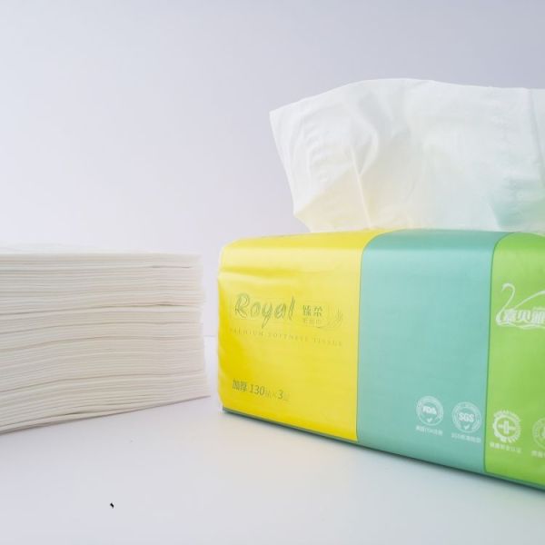 Excellent quality plastic soft pack white color 2 ply bamboo facial tissue paper