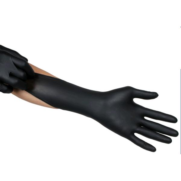 Black Thick Nitrile Powder Free Gloves Latex Free Nitrile Gloves Fully Textured