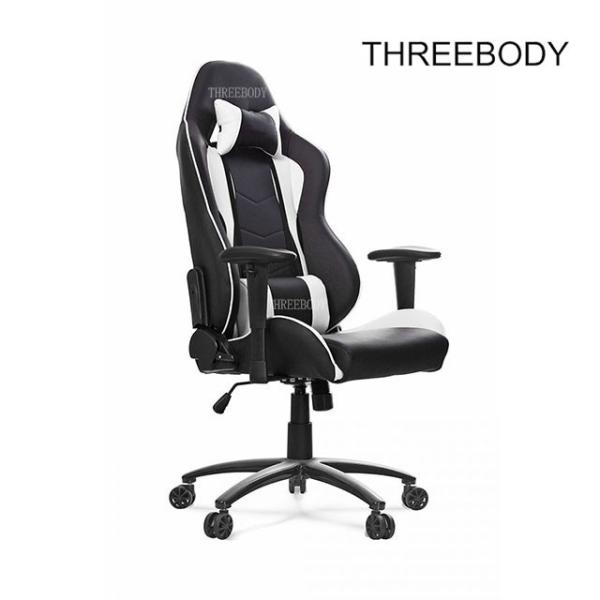 Custom Black And White Leather Gaming Chair Height Adjustment Easy To Clean