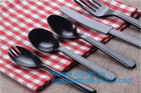 6 PS Disposable Plastic Forks Spoons Knives Western Cultery Sets in Restaurants and Kitchens 48 pcs pink plastic cutler