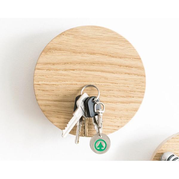 Rustic Charm Wooden Magnetic Key Holder for Wall Oak Hook Rustic Entryway Organizer