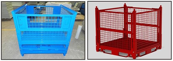 Collapsible Transship Metal Pallet Box With Wheels For Warehouse