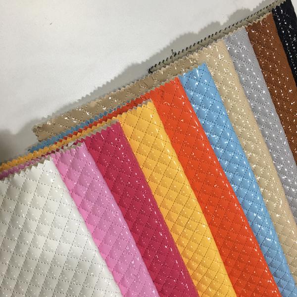 Trade Assurance Hot Sale Shiny Pu Synthetic Embroidered quilted shoe leather