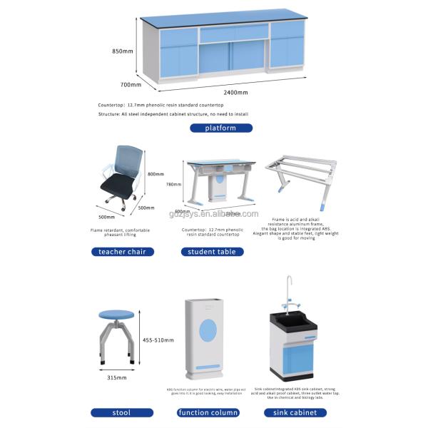 Химия Биология Физика Студенческая лаборатория Мебель Антиалкальная Эргономическая классная комната