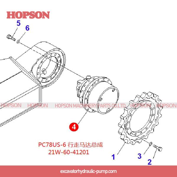 Komatsu Excavator Travel Motor 201-60-73500 21W-60-41202 21W-60-41201