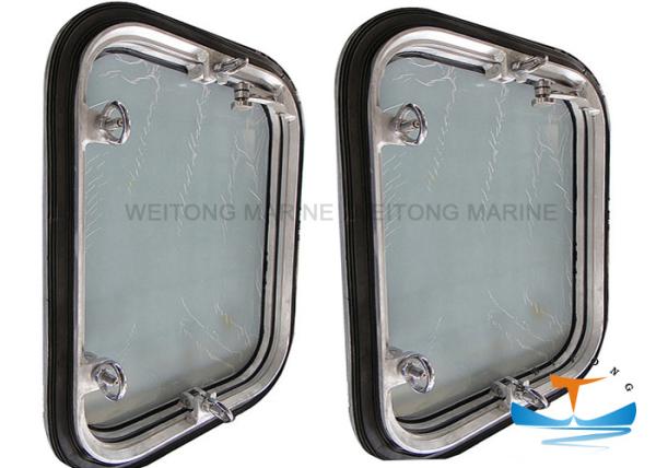 Aluminum Rectangular Porthole Window , Openable Side Scuttles On Ship