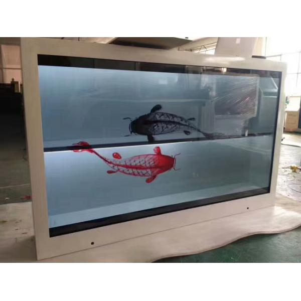 75 Inch Transparent Lcd Totem Advertising Kiosk For Exhibition Hall