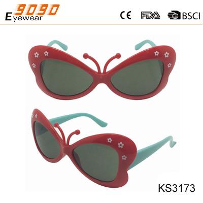 Girl's  plastic  sunglasses, lovely  Butterfly  frame,non-toxic safe