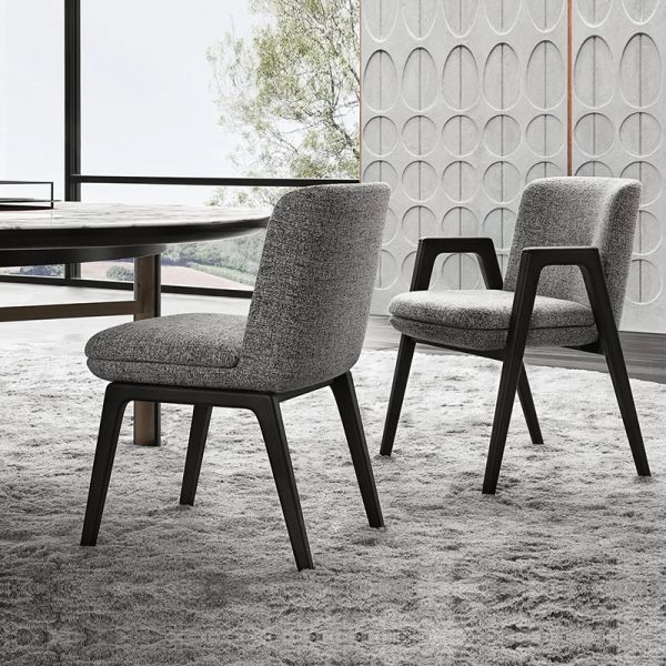 New Arrival Commercial Restaurant Seating Upholstered Dining Chair with Armrest Solid Wood Frame for Cafe Hotel Dining Room