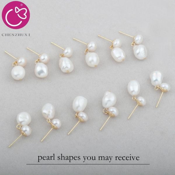 Hot Selling Plating Cute Bold Pearl Drop Earrings Vintage Baroque Pearl Beads Stud Earring