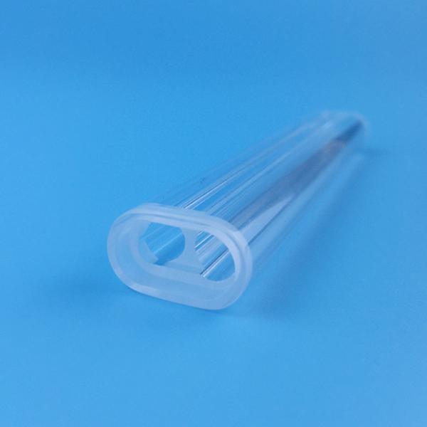 Laser Spare Parts Frosted Stepped Quartz Flow Cell Transparent Ellipse Shape Double Hole