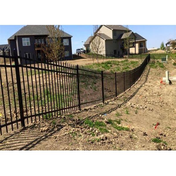 Residential Black 2.4m Tubular Metal Fencing Anti Rust Garden With Accessories