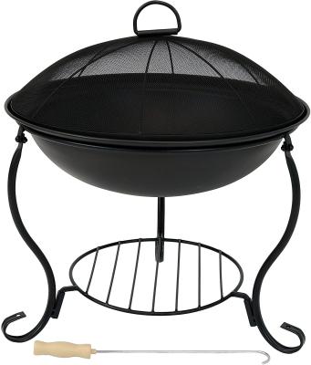 Steel Brazier Bowl - Black Outdoor Wood Burning Fire Pit Wood Stove Patio Fireplace