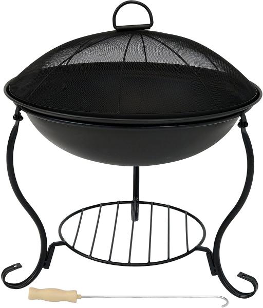 Steel Brazier Bowl - Black Outdoor Wood Burning Fire Pit Wood Stove Patio Fireplace