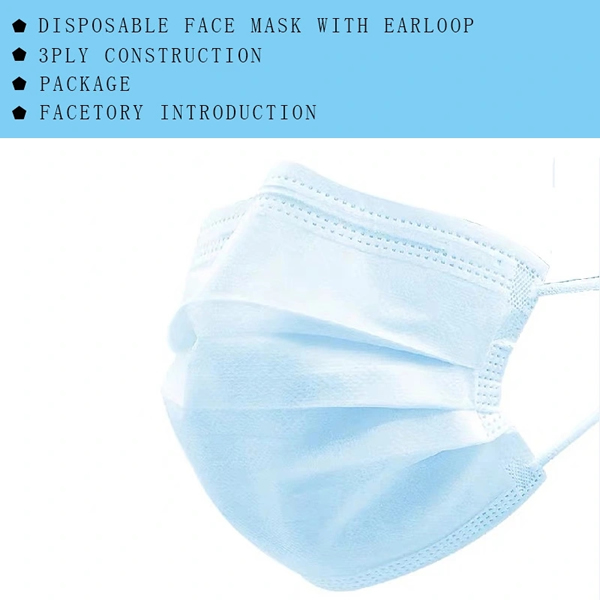 Lightweight Antibacterial Surgical Mask 3 Layer Nonwoven Face Mask With Earloop