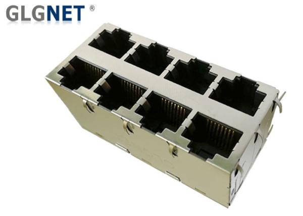 Magnetic RJ45 Connector  2 x 4 RJ45 Multiple Port Connectors Through Hole Mounting 1000 Base T
