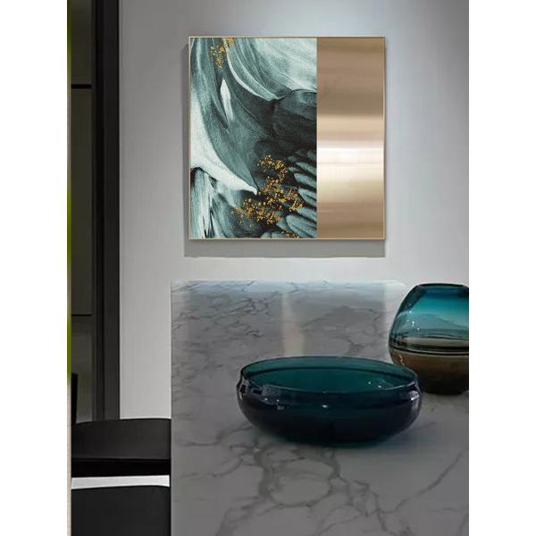 Dark Green Metallic Sandstone Painting Hotel Lobby Commercial Interior Mural