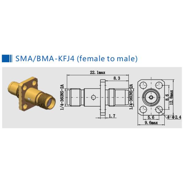 ROHS Flange Mount LANs 4 Holes SMA To BMA Adapter