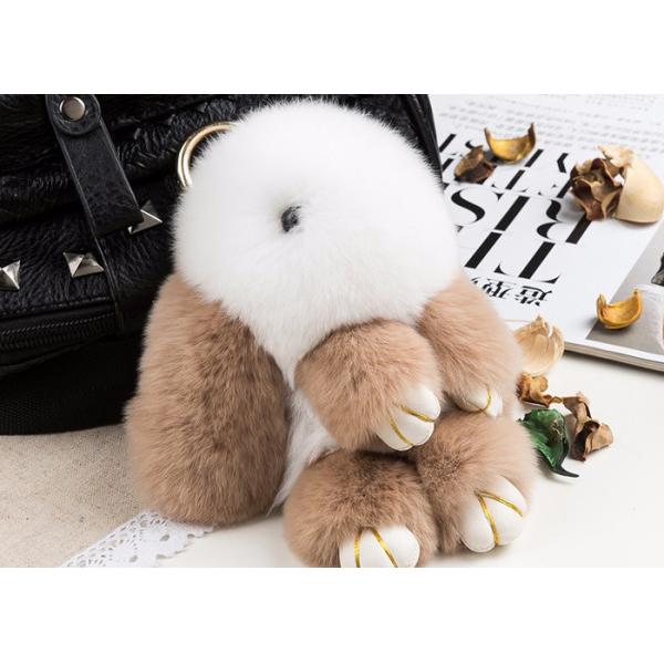 Soft Comfortable Luxury Rex Rabbit Fur Keychain For Knitted Hats Parts