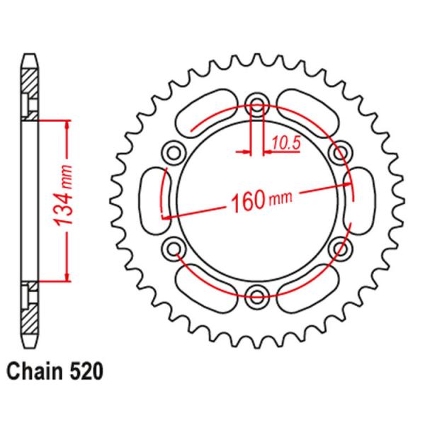 Replace/Repair 41 Teeth 520 40-46T Ladle Aluminum Sprocket for Honda CBR1000RR CBR600RR