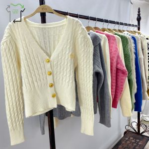 Second Hand Women's Cardigan Sweater Warm Button Mixed Style Fashion Casual