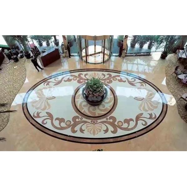 Natural Flower Waterjet Round Marble Tiles Medallion Carpet