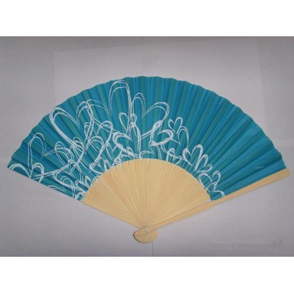 Natural Bamboo Frame Hand Held Wedding Fans Foldable 21cm Silk  Printing