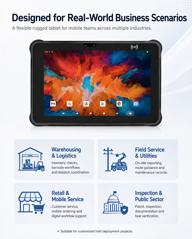 Rugged Tablet 10.1 Inch Connects Equipment Tracking with Onsite Team Data Reports